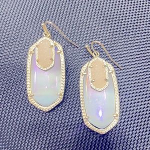 Kendra Scott Emmy earrings.  Iridescent Opalite with drusy accent.